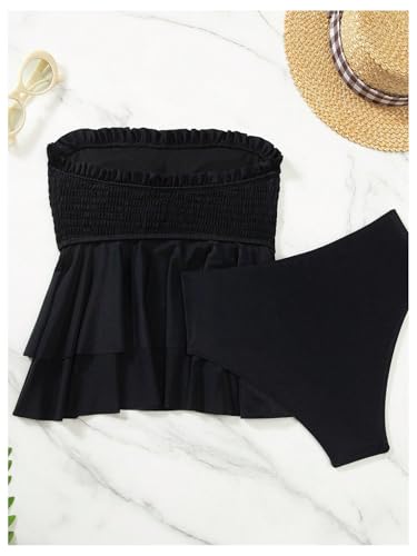 SOLY HUX Women's Bandeau Tankini Swimsuits Two Piece Ruffled High Waisted Bathing Suits Beachwear4