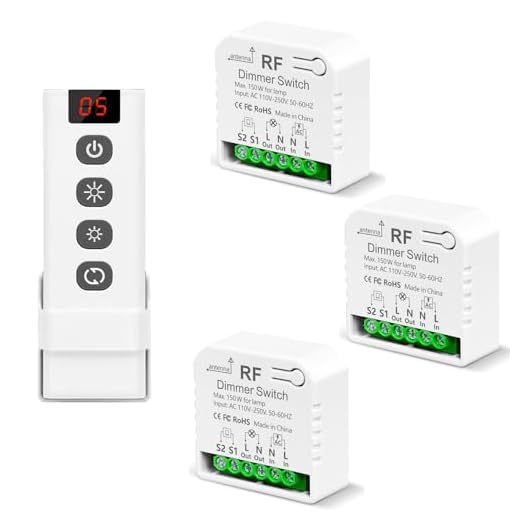 Tedeligo Kabelloser Dimmer Funk Lichtschalter Mit Fernbedienung,AC230V Dimmbare Schaltersteuerung Fur LED Und Halogen 10W Zu 150W, Kompatibel Mit Wandpaneel Dimmerschaltern(Kein WLAN Erforderlich)3IN1