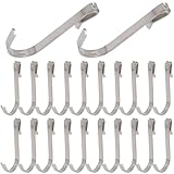 Luomorgo 20 Pcs Stainless Steel J Hooks - Heavy Duty Clip-On Hangers for Wire Shelving, Racks, Organizer for Kitchen, Pantry & Garage (Silver)
