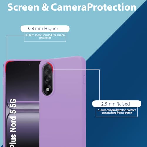 Image of LIRAMARK Liquid Silicone Soft Back Cover Case for OnePlus Nord 5 5G| Soft Micro-Fibre Lining Inside | Camera Protection Bump (Lavender)
