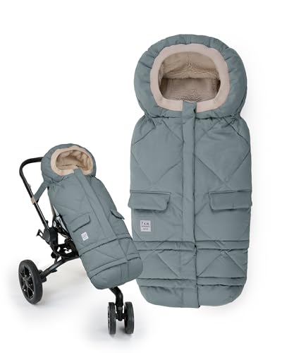 Image of 7AM Enfant Stroller Blanket 212 - Adjustable Baby Car Seat Zipped Blanket for Babies Winter, Unisex Multi Purpose Fleece Lined Warm Hooded Toddler Footmuff Water Repellent | (6M - 4T)