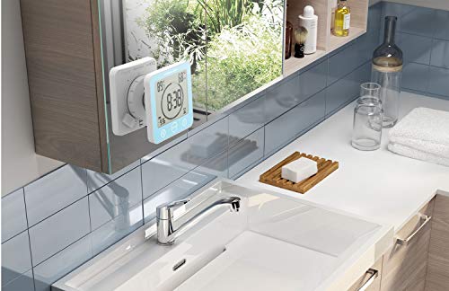 Kadams Digital Bathroom Shower Kitchen Clock Timer With Alarm, Waterproof For Water Splashes, Visual Countdown Timer, Time Management Tool, Indoor Temperature Humidity, Suction Cup, Hole Stand - Blue #TOP3