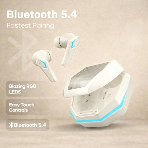 Image of iFAST GM05 True Wireless Stereo Gaming Earbuds, Quad Mic ENC for Clear Calls, Bluetooth 6.0, Low Latency Gaming, RGB LED, Type-C Fast Charge, 5H /40H Playtime, IPX5 | White