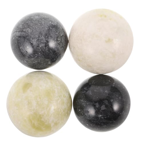 Garneck Bolas Decorativas de Mármol Artificial 4 Piezas 2 Negras 2 Blancas para Relleno de Cuencos y Jarrones Esferas Decorativas para Centros de Mesa y Decoración Rústica del Hogar
