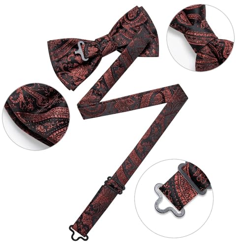 Corbatín preanudado para hombre en seda con diseño Paisley miniatura 4