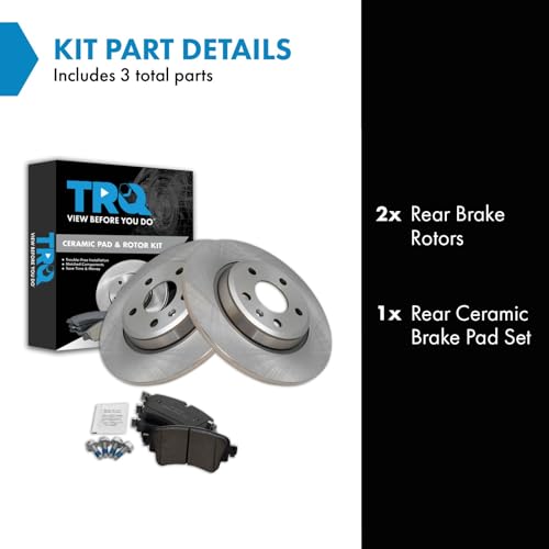 Image of TRQ Rear Brake Pad and Rotor Set Ceramic Compatible with 2017-2020 Audi A4 2017-2021 A4 Quattro 2021 A5 Sportback