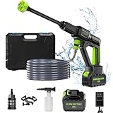 DREAMBETTER Cordless Pressure Washer, 6-in-1 Nozzle Portable Handheld Power Washer 1060 PSI, 4.0 Ah Battery Operated 3 Speeds Ajustable Electric High Pressure Cleaner for Car/Garden/Floor