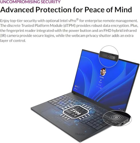 Image of Lenovo ThinkPad E16 Laptop Computer with Intel Ultra 7 255H, for Home Office Business, Lifetime Office 365, (64GB DDR5, 1TB SSD), Backlit Keyboard, Fingerprint Reader, Windows 11 Pro, Midnight Black