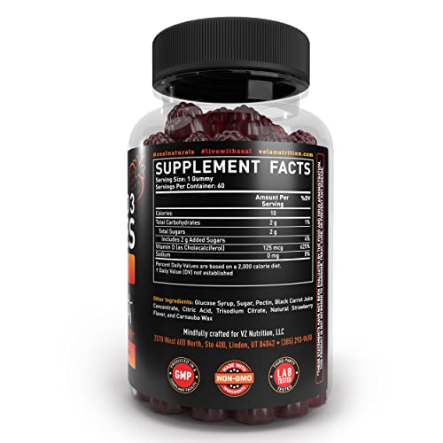 Vitamin D3 Gummies | Extra Strength, 5000Iu | 60 Gummies, Strawberry, Berry | Vitamin Supplement, Powerful Gummies, Supports Immune System And Overall Health #TOP1