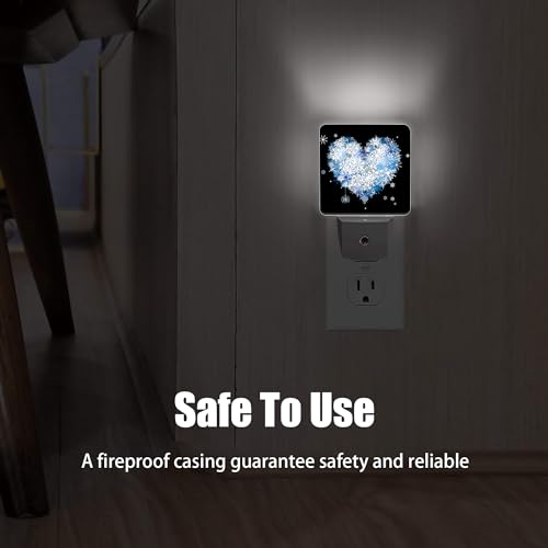 Image of Winter Art Hearts Dusk to Dawn Night Light, Auto Sensor Lamp Home Indoor Stairway Kitchen Corridor, Night Lights Plug into Wall Decor, Boys Girls Women Men Room Gifts