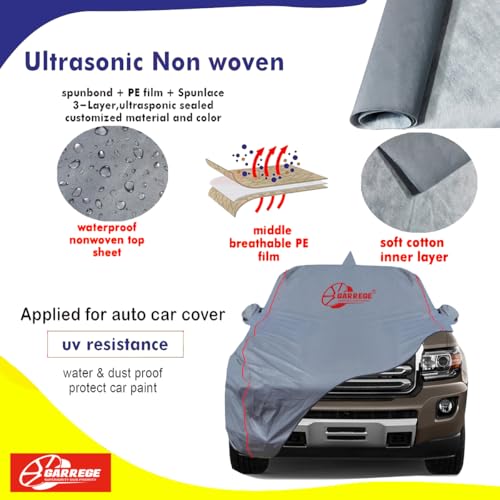 GARREGE Xuv 3Xo Car Cover Waterproof with Free Bag and Mirror with Anteena Pocket. Uv Protection All Weaterproof Cover Grey Fully Dustproof for Car