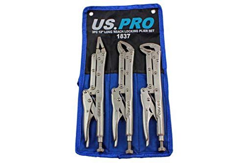 US Pro Tools 1837 - Alicates de Punta Plana y Curvada, Pinzas Sujecion, Alicate Presion (3 unidades, 30,5 cm)