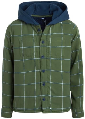 Image of DNKY Boys' Pants Set - 2 Piece Sherpa Lined Plaid Flannel Shirt and Fleece Jogger Sweatpants - Clothing Set for Boys (4-12)