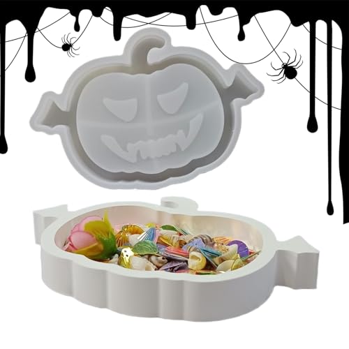 Patifirst Moldes de Resina para Halloween - Molde de Bandeja de Calabaza Halloween 3D - Manual Decorativo Escritorio Para Almacenar Caramelos y Magdalenas Hogar Cocina Salón