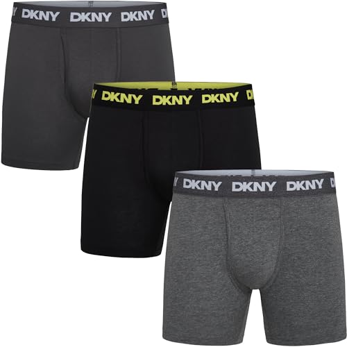 DKNY Mens Cooling Boxer Briefs - Cotton Moisture Wicking and Cooling Underwear 3-Pack