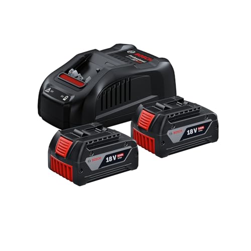 Bosch Professional 18V System set inicial de baterías: 2 baterías GBA 18V 5.0Ah + cargador rápido GAL 1880 CV