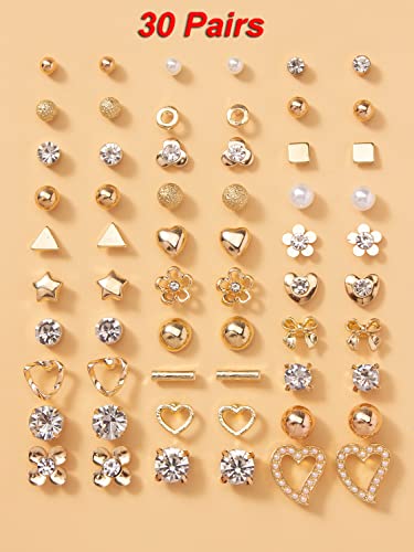 Image of Shining Diva Fashion 30 Pairs Earrings Combo Set Stylish Crystal Pearl Earrings for Women and Girls