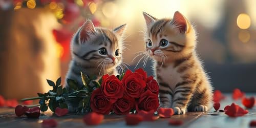 Kit Broderie Diamant Complète Chat Rose 50x100 5D DIY Grand Format
