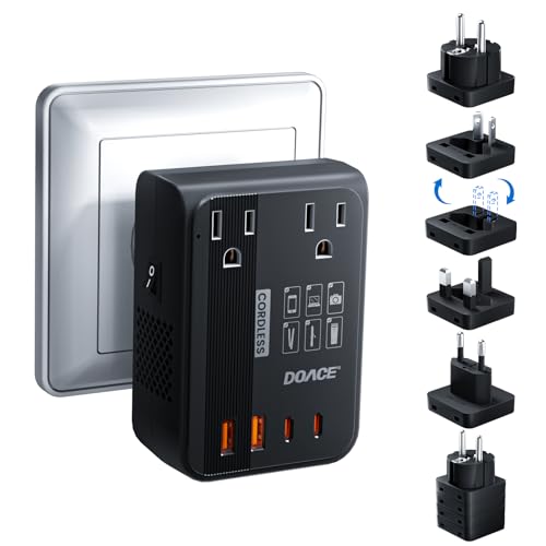 DOACE 350W Voltage Converter US to Europe - 220V to 110V Converter for European Travel, Power Converter Adapter Combo with PD Chargers for Hair Straightener Shaver Toothbrush CPAP Laptop Camera Phone