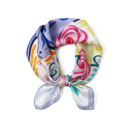 STARWHISPER 100% Real Mulberry Silk Scarf -21''x 21''-Lightweight Small Square Neckerchief Hair Scarf for Sleeping