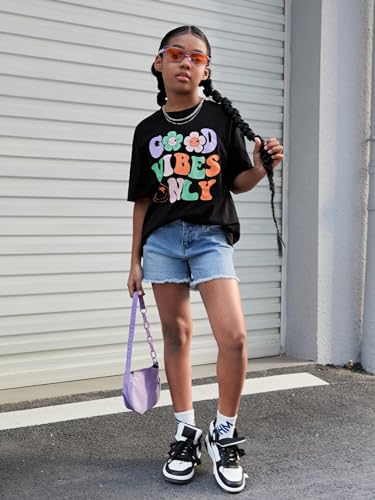 Flower Girl Shirt Graphic Tees Cute Preppy Shirts Kids Letter Print T Shirt Fun Summer Cotton Youth Soft Tops4