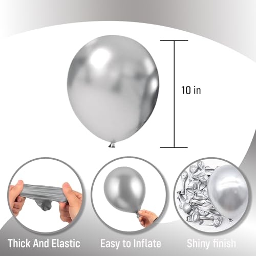 Image of Party Propz Silver Balloons For Decoration - Pack of 25 Pcs Silver Balloons | Balloon for Decorations | Balloon For Birthday | Birthday Decoration Items (Latex)