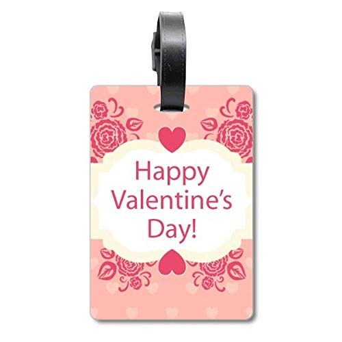 Étiquette valise Saint-Valentin rose et blanc pour ne plus perdre son bagage