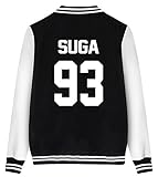 ShallGood Damen Jacke Blouson Tops Fans Sweatshirt Sweatjacke Baseball Uniform Langarm Stehkragen Tops Coat Bomberjacke Bikerjacke Reißverschluss Outerwear Kurzjacke SUGA-93 Schwarz DE 40