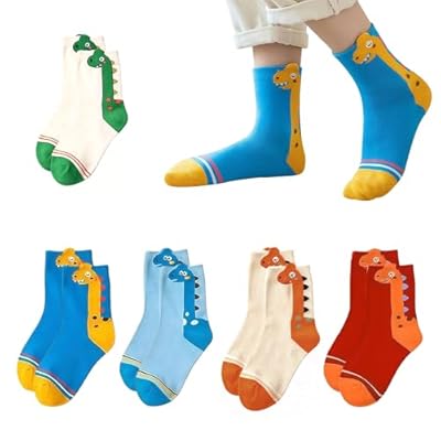 Xanthelle Calcetines para niños, 5 pares de calcetines de niños talla 31-34, calcetines infantiles sin costuras, calcetines de dinosaurios divertidos de algodón | Ya disponible en tu tienda friki favorita! En mundofriki.es!