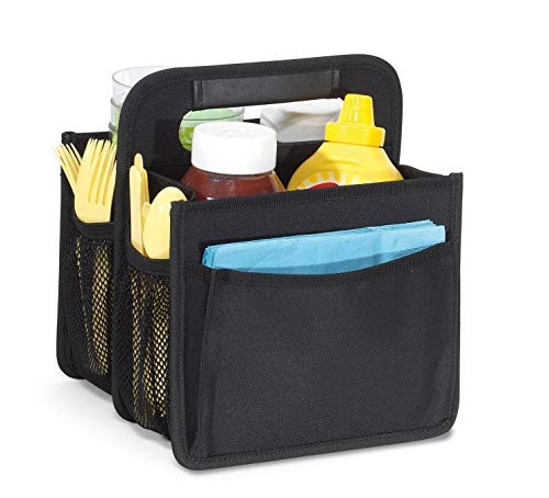 Portable Collapsible All-Purpose Carry Caddy Storage Tote Organizer for Tools, School Supplies| Cleaning Accessories| Picnic Caddy (Black)