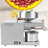 Oil Press Machine, Automatic Oil Press Machine, Stainless Steel Automatic Squeezer Oil Presser, Olive Extractor Ex pe-ller Food Grade Oil Extractor for Peanut Sesame Canola Coconut Sunflower Seeds