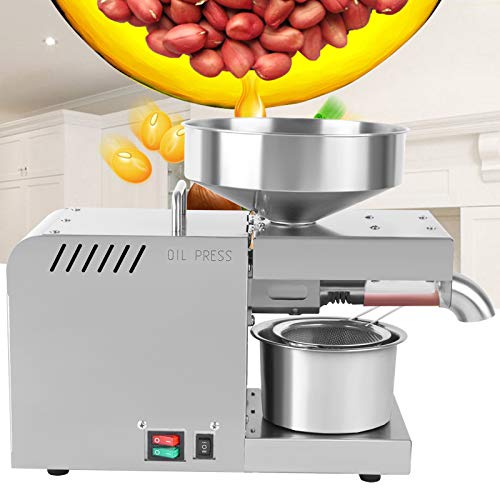 600W Commercial Automatic Oil Press Machine Industrial Oil Pressing Machine Nuts Seeds Oil Presser Pressing Machine Cold Hot Press All Stainless Steel,110V #TOP2