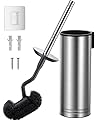 HAMITOR Toilet Brush and Holder Set: 304 Stainless Steel Heavy Duty Bowl Cleaner Brush - Deep Cleaning Under Rim Curved Bristle - Space Saving Wall-Mounted for Home RV Bathroom Accessories Silver