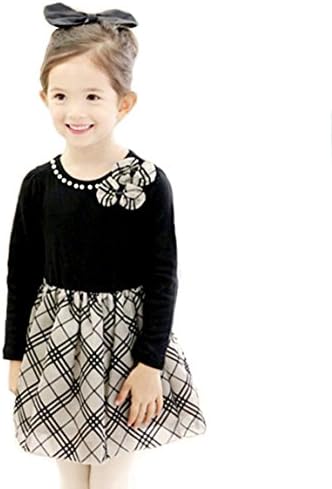 Amazon Co Jp Honey Baby 女の子 子供 フォーマル ワンピース チェックリボンワンピース 切替 長袖 女の子 子供服 七五三 卒園式 入園式 入学式 結婚式 写真撮影 ファッション
