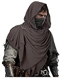 L'VOW Medieval Shaman Cowl Post Apocalyptic Shawl Scarf Sash Costume Hooded Cloak Cape Viking Neck Wrap for Women Men(Brown)
