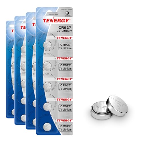 Tenergy CR927 3V Lithium Button Cell Battery, for Watches, Temperature Sensors, Smart Water Bottles, Remote Controllers, 20 Pack