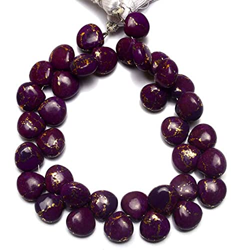 LKBEADS 1 Strand Natural Mojave Purple Arizona Copper Turquoise 10MM Approx. Smooth Heart Shape Briolette Beads 7 Inch