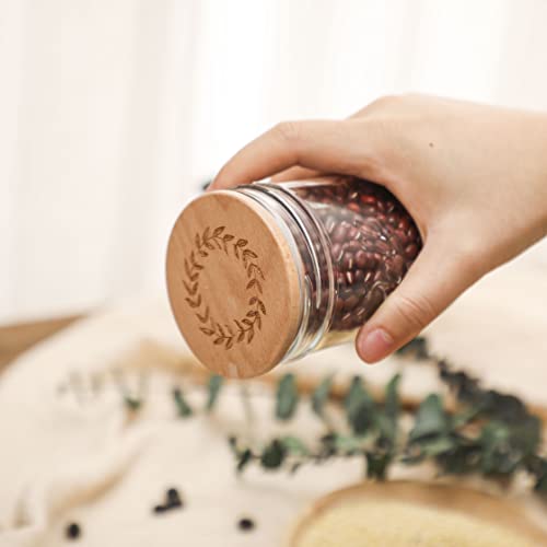 Wooden Oui Yogurt Jar Lids - 6 Pack Wooden Storage Lids Natural Beech Wood Mason Jar Lids With Silicone Sealing Rings For 4Oz To 16Oz Mason Jar Wooden Storage Canning Jar Lids With Plant And Sun Pattern - 6 Pcs #TOP3