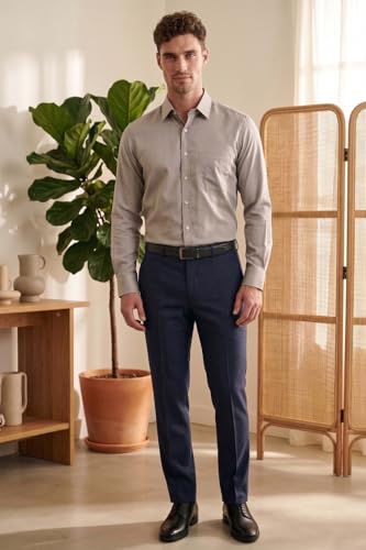 Image of Louis Philippe Men's Slim Fit Everyday Smart Wear Comfort Stretch Work Ready Checks Formal Trouser
