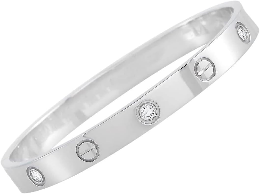 18K Gold Plated Stainless Steel Openable Crystal Bracelet | Cuff Bangle | Friendship Couple Wedding Gifts for Mother Sister Wife Girlfriend | Anti Tarnish Jewellery