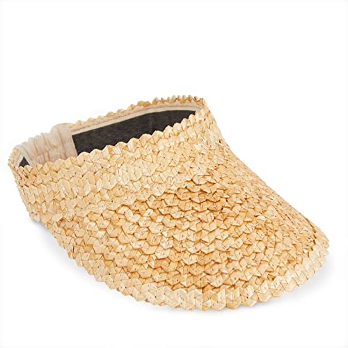 Straw Sun Visor Hat For Women, Wide Brim For Summer Beach Uv Protection (Natural) #TOP1