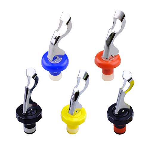 Wine Stopper, Wbeng 5 Packs Silicone Wine Stoppers, Manual Beverage Bottle Stopper, Wine Bottle Cork, Assorted Colors (5PCS)