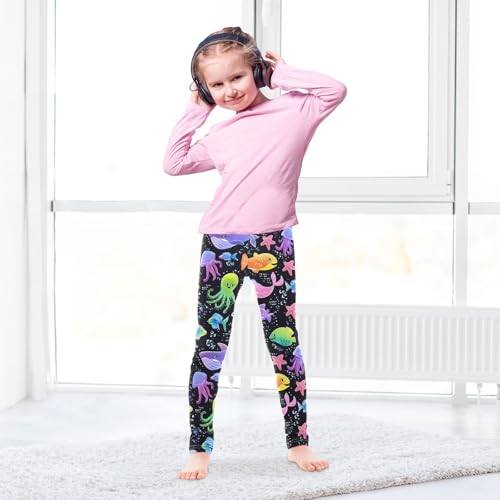Cute Marine Animal Colorful Girls Leggings Soft Stretch Workout Yoga Dance Pants for Kids Casual Tights4