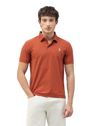 Image of U.s.Polo Association Men's Geometric Patterned Knit Slim fit Polo Shirt