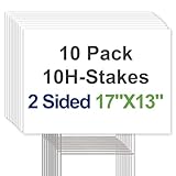 GXGGUS 10-Pack 17'x13' White Corrugated Plastic Yard Sign with Metal Stakes for Wedding, Birthday,Party Decorations, Real Estate Garage Sale Signs, Rent, Guidepost