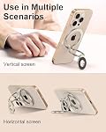 Portable Magnetic Phone Ring Stand, Dual-Side Phone Grip Holder for iPhone 17e, Samsung, Foldable Kickstand Soporte Magnético para Cellular Compatible with Car Mount, Desk Stand, MagSafe & Cases-Gold | Samsung Dual-Sided Foldable Stand Soporte Magnét