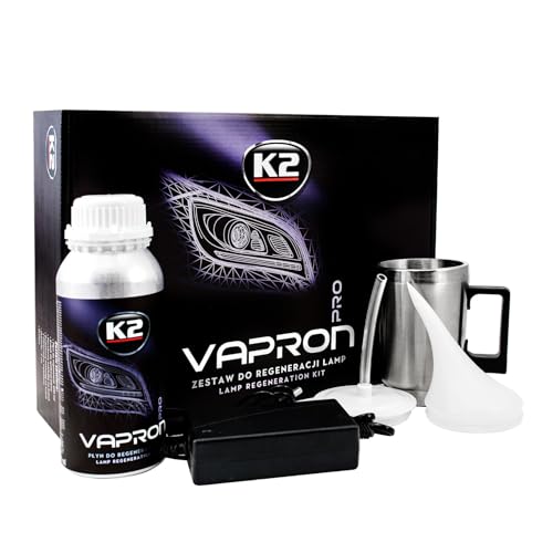 K2 Vapron Kit de Restauración de Faros – Reparación Profesional sin Desmontaje – Elimina Opacidad, Arañazos y Amarilleo – Incluye Líquido Restaurador y Accesorios