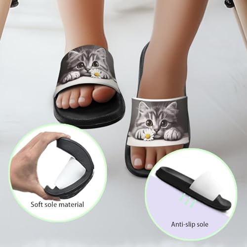 Image of Unisex Slides for Girls Boys Comfortable Slippers Slides Non-slip Shower Shoes House Fashion Thick for Indoor & Outdoor Gifts