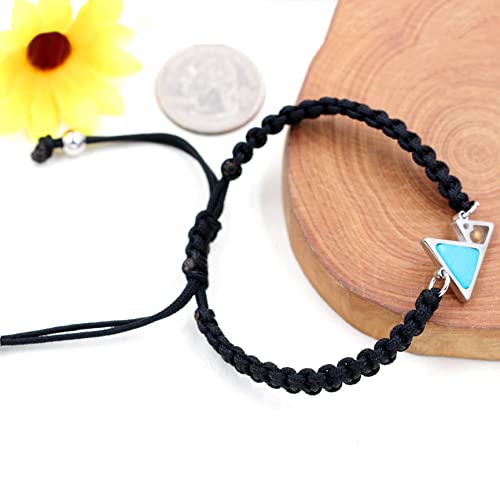 Image of Uloveido Handmade Braided Rope Bracelets with Blue Triangle Mountain Mustard Seed Charm Unisex Mountain Bracelet