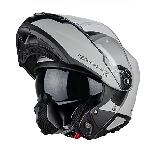 G-MAC Glide Evo Flip Front Motorcycle Helmet (L, Satin Cool Grey)